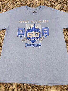 Disneyland adult Size L 60th Anniversary t Shirt Annual Passholder Disney Parks